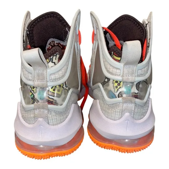 Nike LeBron 19 'Fast Food' DC9339-001 Silver and Orange Size 6.5 Y Basketball