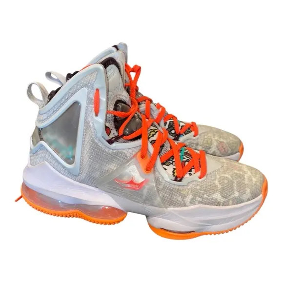 Nike LeBron 19 'Fast Food' DC9339-001 Silver and Orange Size 6.5 Y Basketball