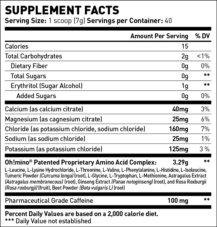 Oh!mino® Muscle Synthesis Activator - Tropical Splash Caffeinated 40 BFF ACCESS
