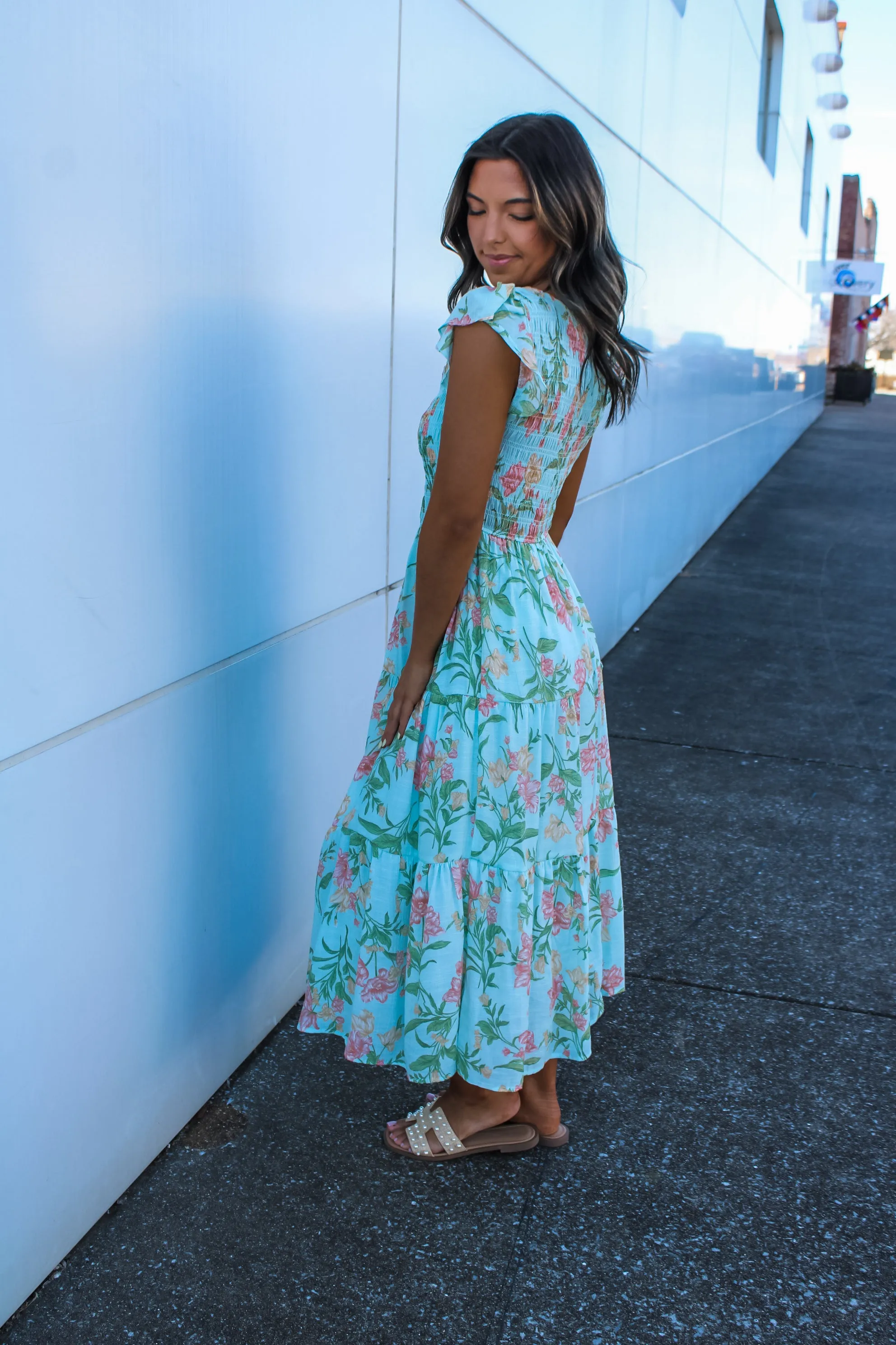 Petal Parade Ruffle Dress • Seafoam