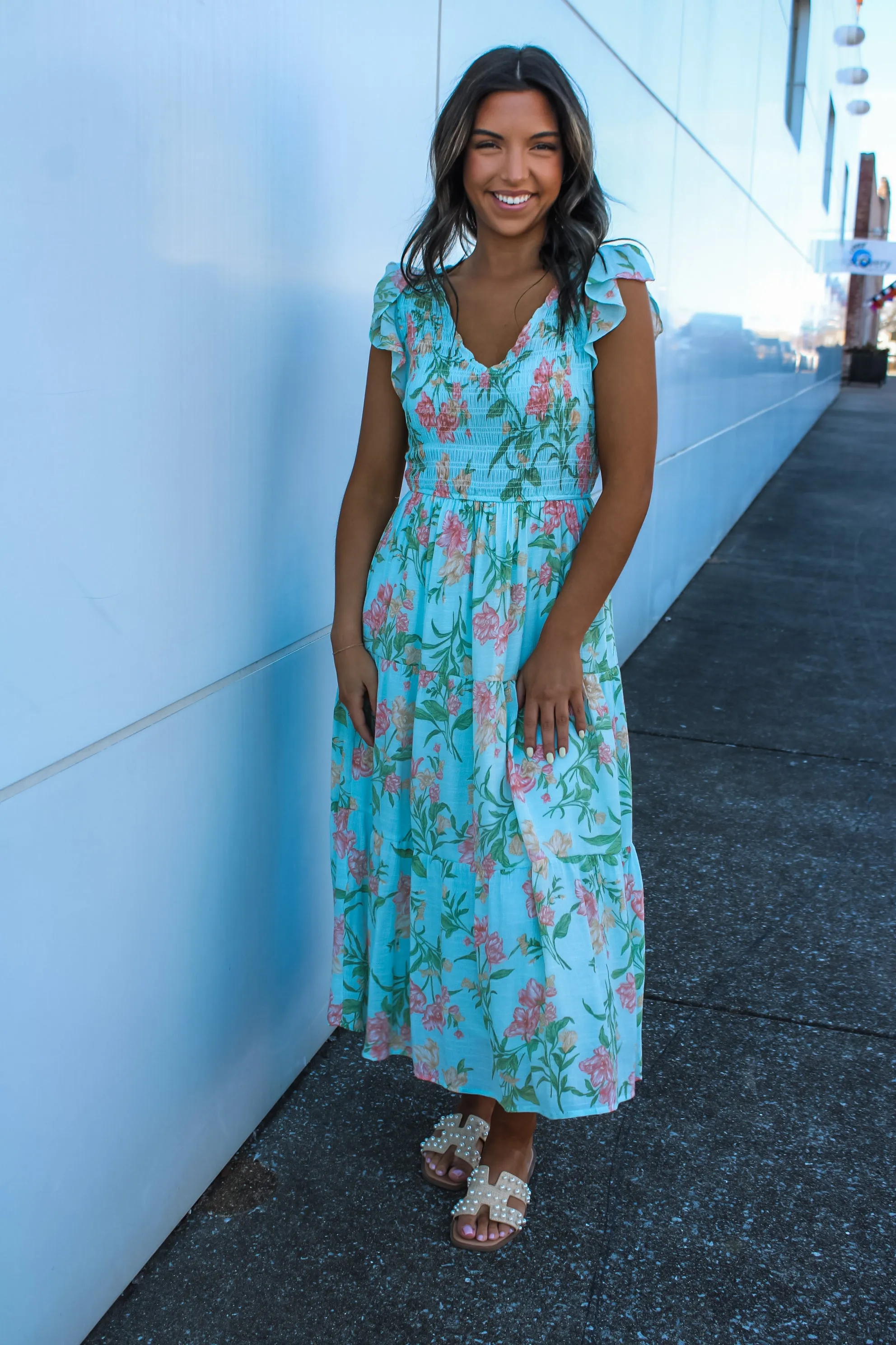 Petal Parade Ruffle Dress • Seafoam