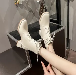 Petite Size 2 Lace Up Chunky Heel Boots MS222