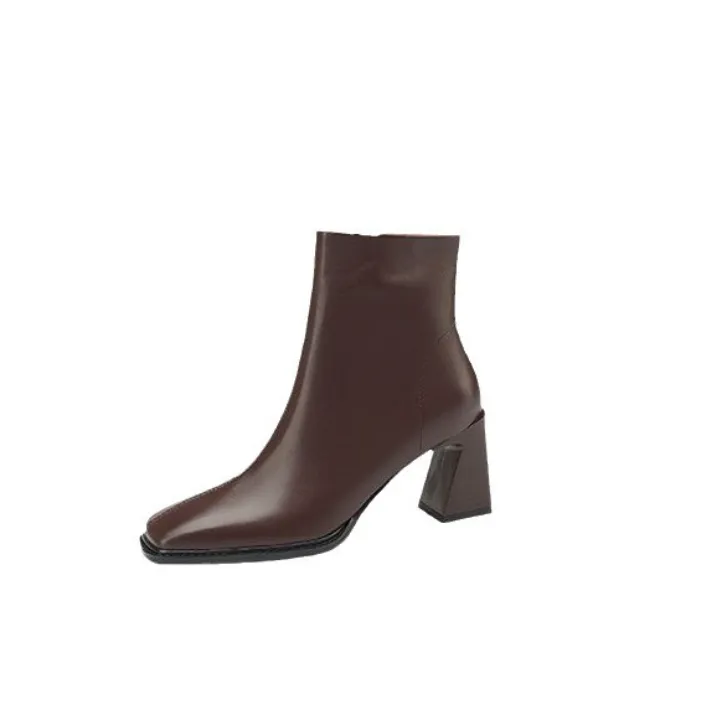 Petite Square Toe Side Zipper Short Boots TS225