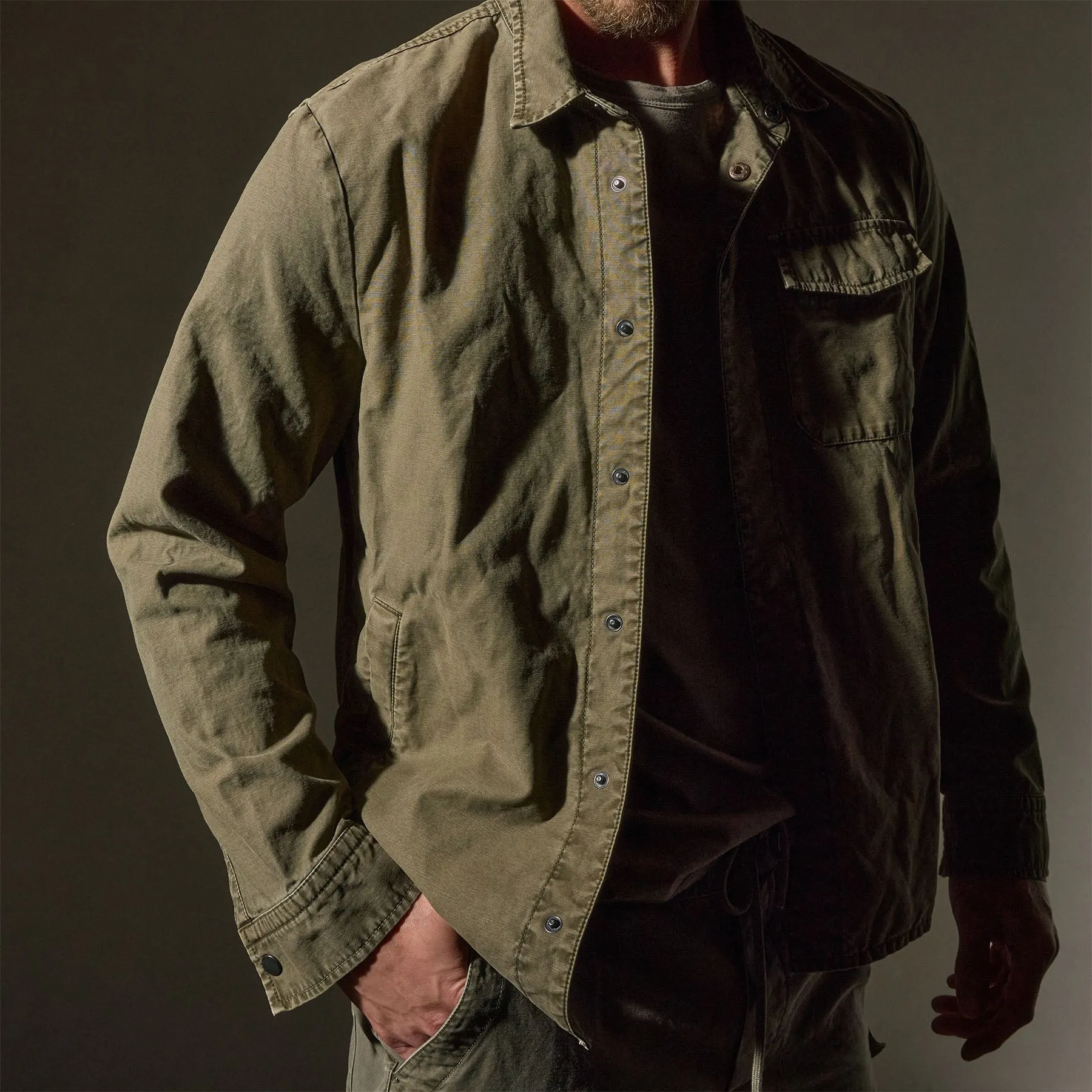 Reverse Cotton Twill Shirt Jacket - Trooper Pigment