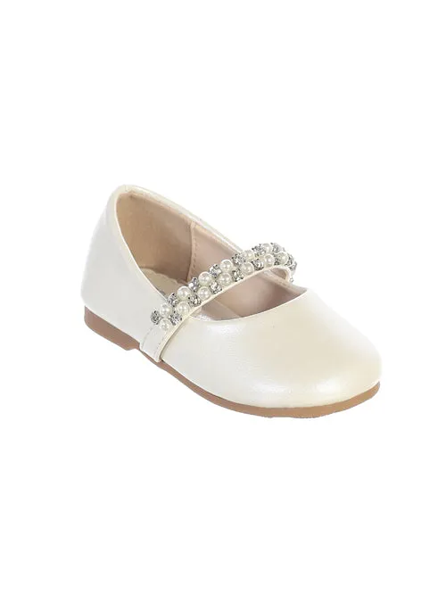 Rhinestone Pearl Strap Flats S116
