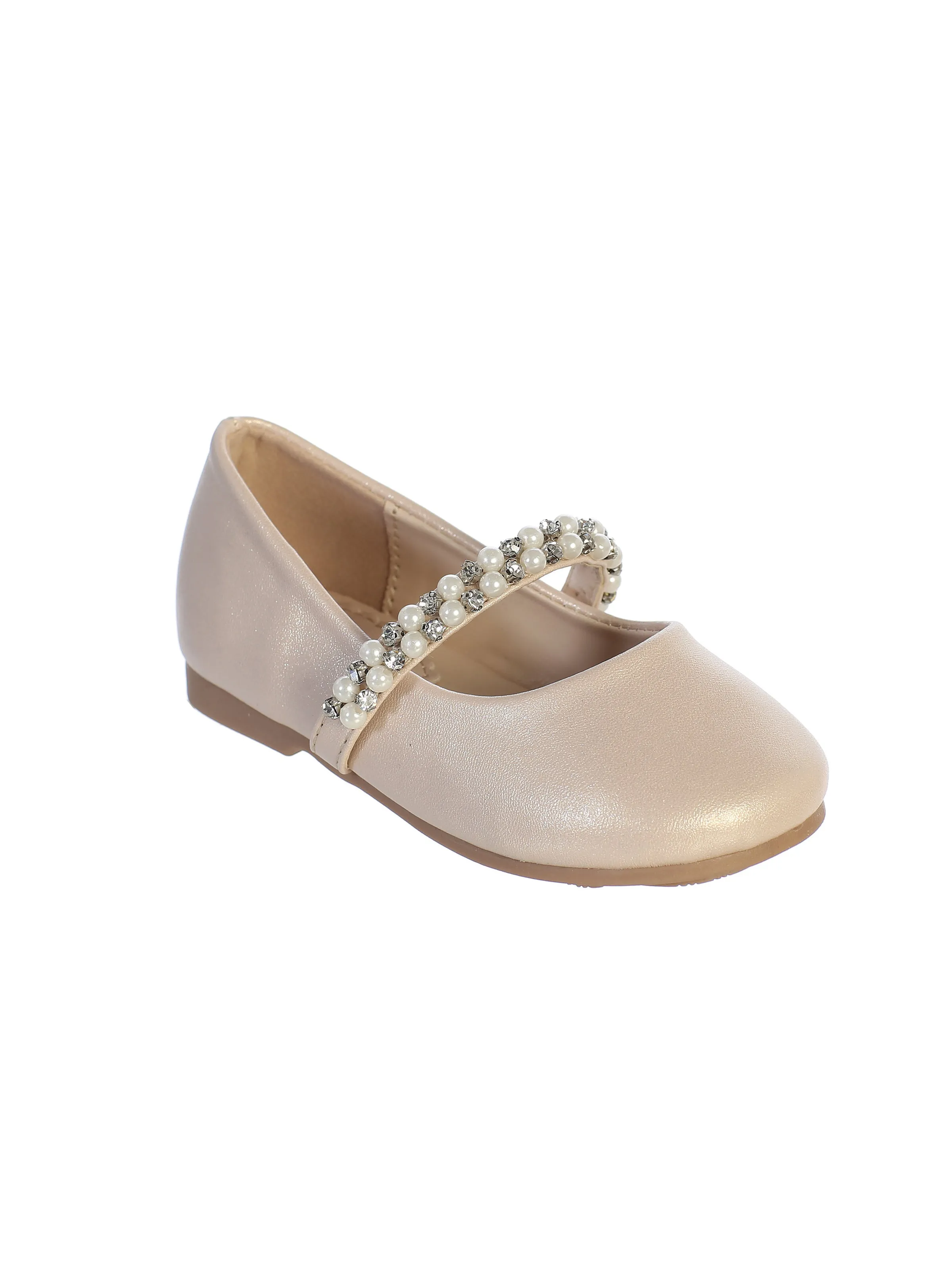 Rhinestone Pearl Strap Flats S116