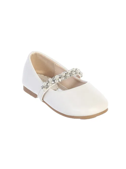 Rhinestone Pearl Strap Flats S116