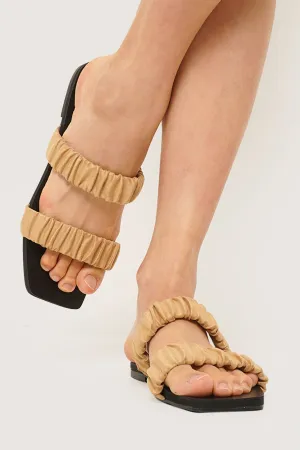 Ruched Double Strap Sandals