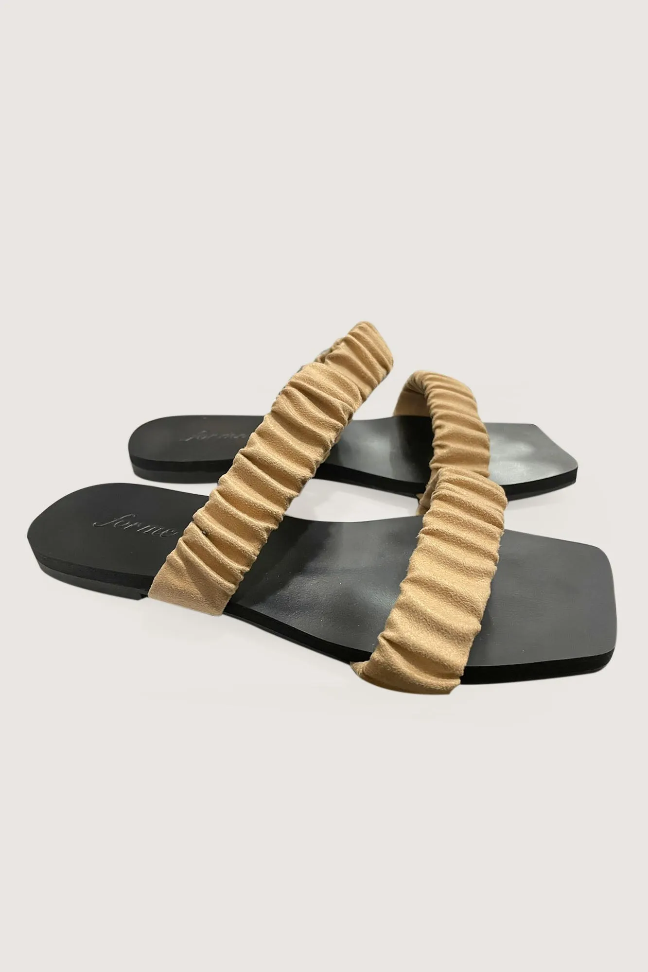 Ruched Double Strap Sandals