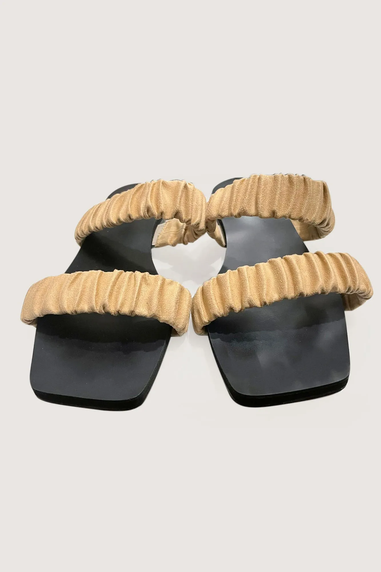 Ruched Double Strap Sandals