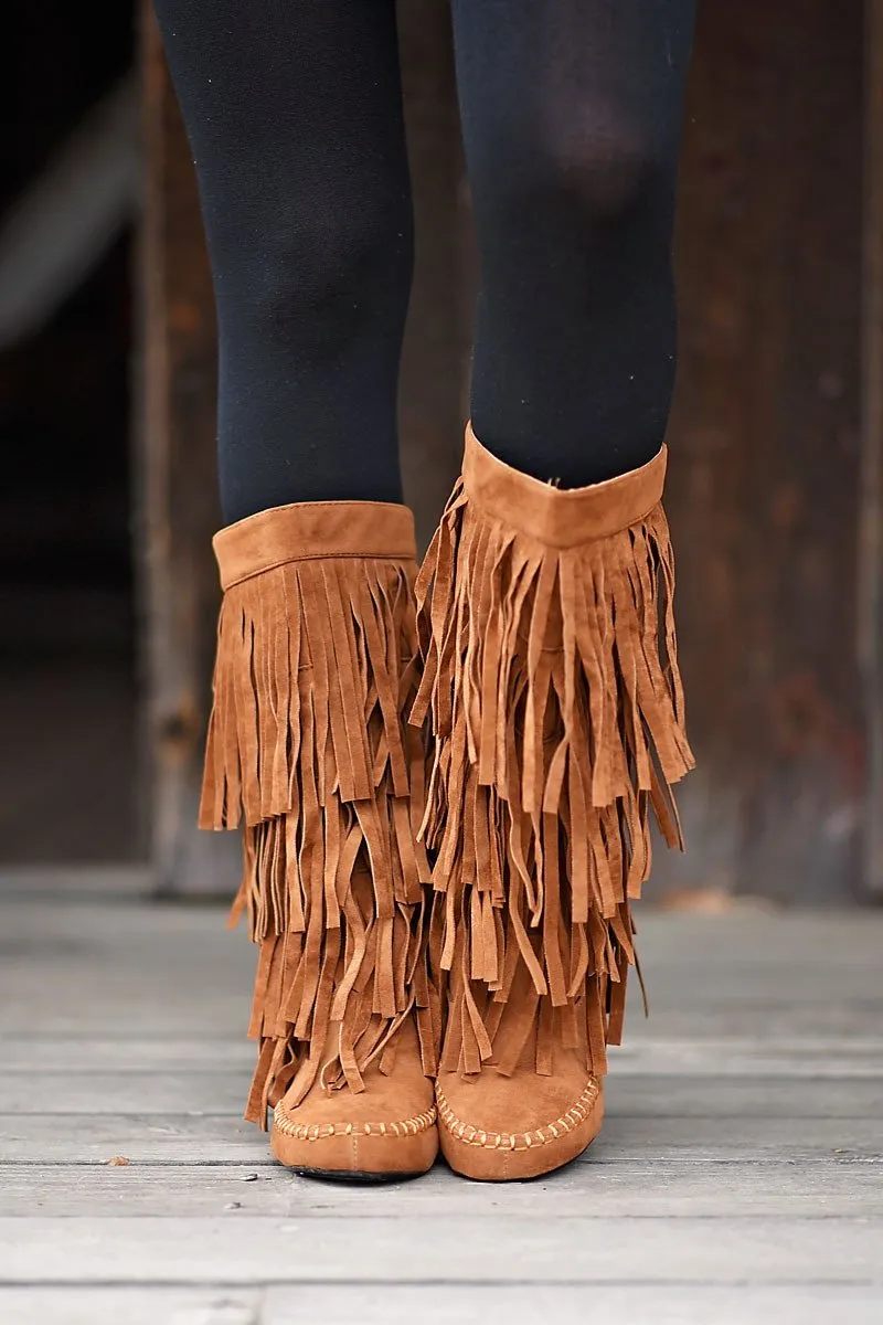 Rust Fringe Boots