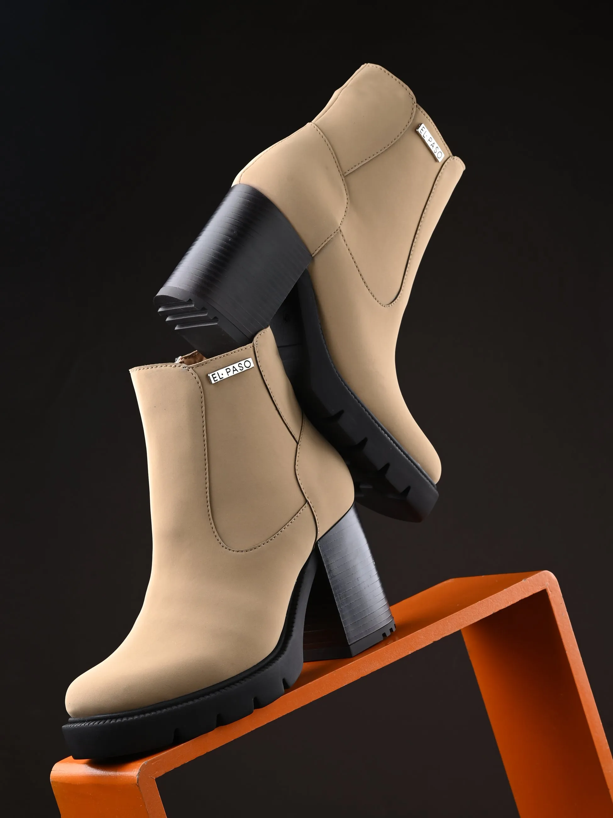 Sahara Beige Leather Ankle Boot For Women