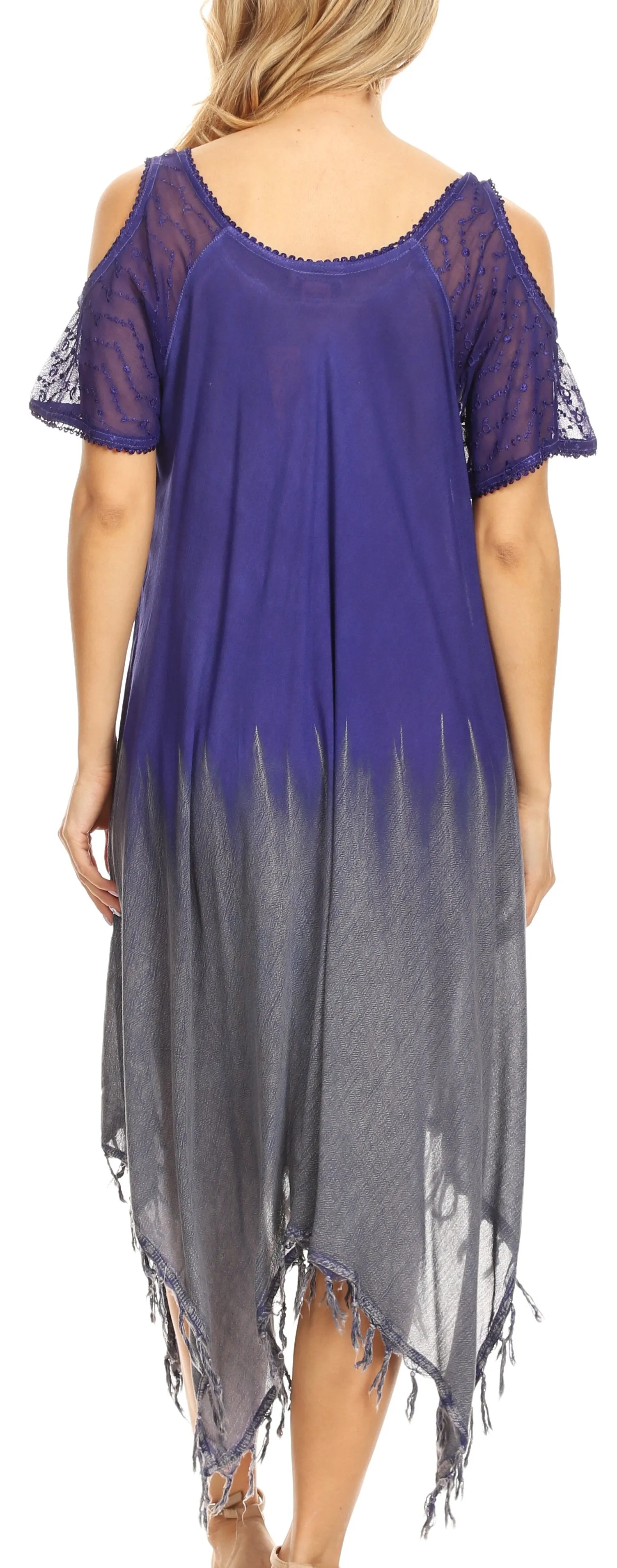Sakkas Flo Women's Cold Shoulder Loose Fit Midi Casual Summer Dress Cover-up
