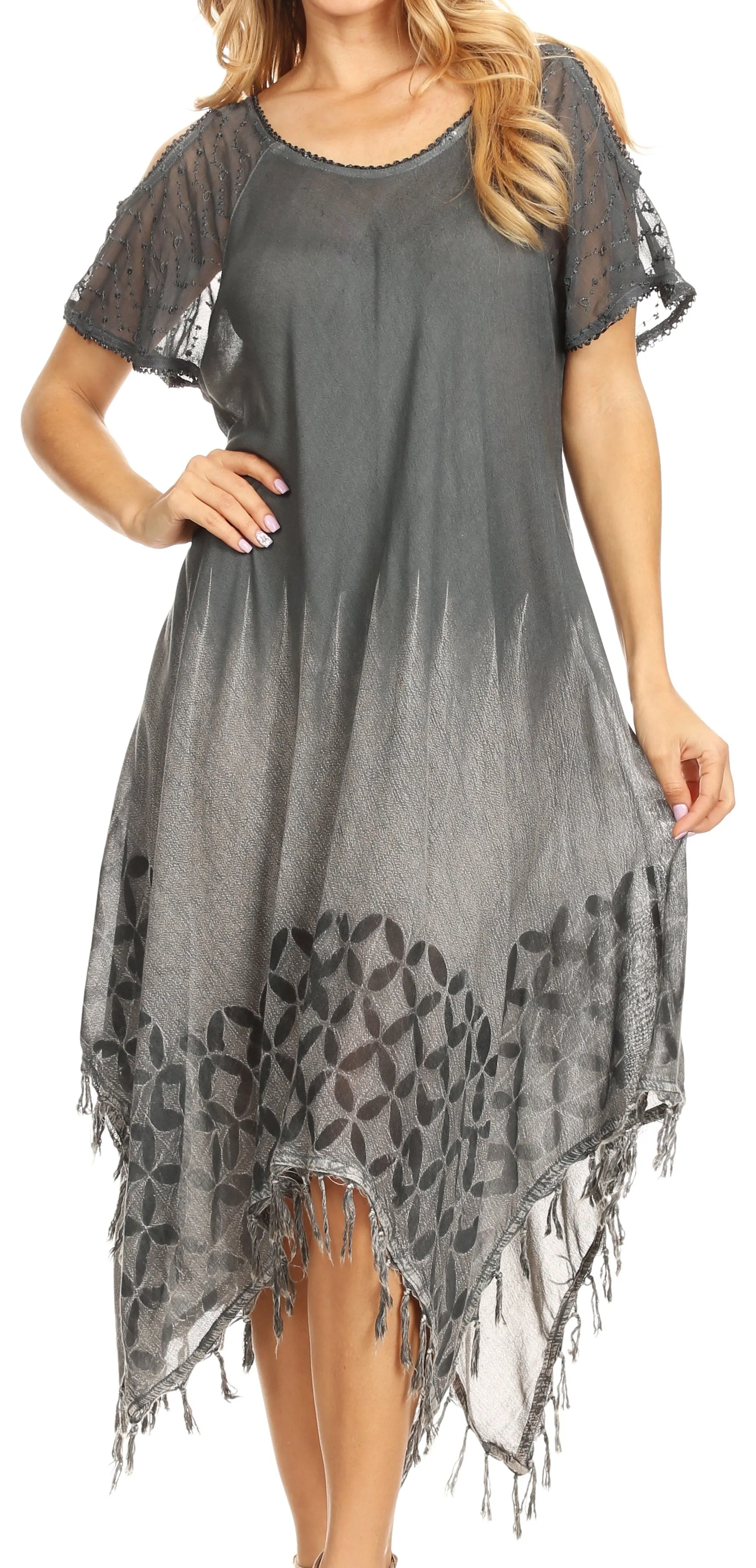Sakkas Flo Women's Cold Shoulder Loose Fit Midi Casual Summer Dress Cover-up