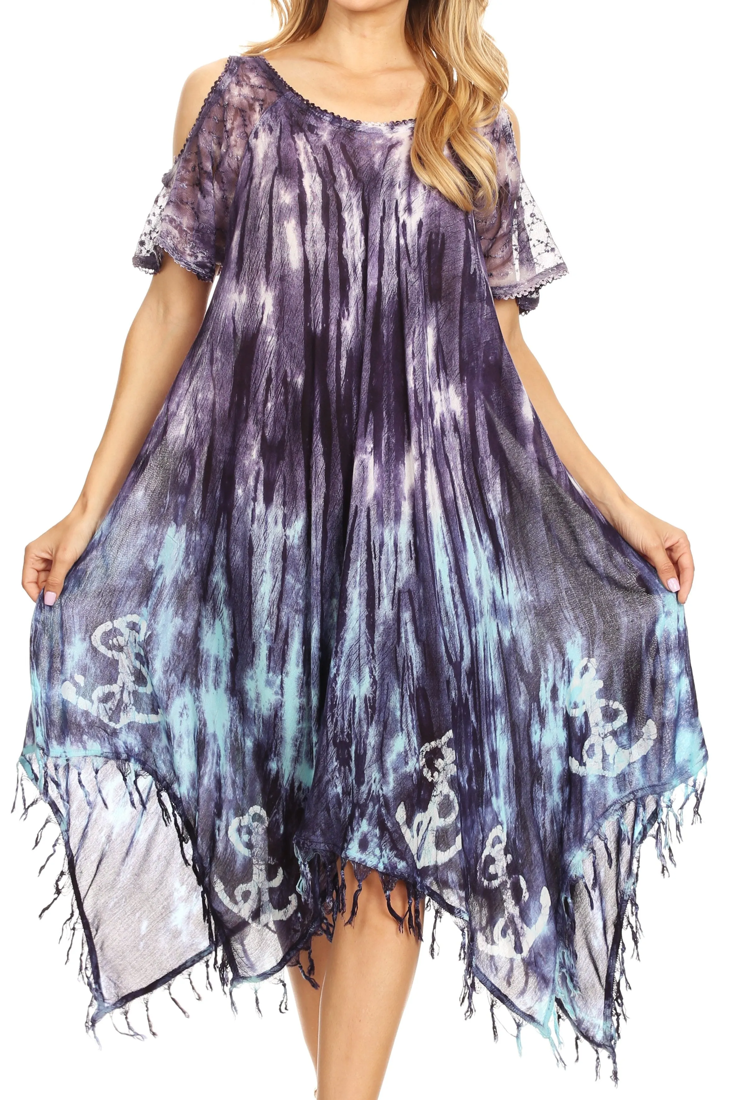 Sakkas Flo Women's Cold Shoulder Loose Fit Midi Casual Summer Dress Cover-up