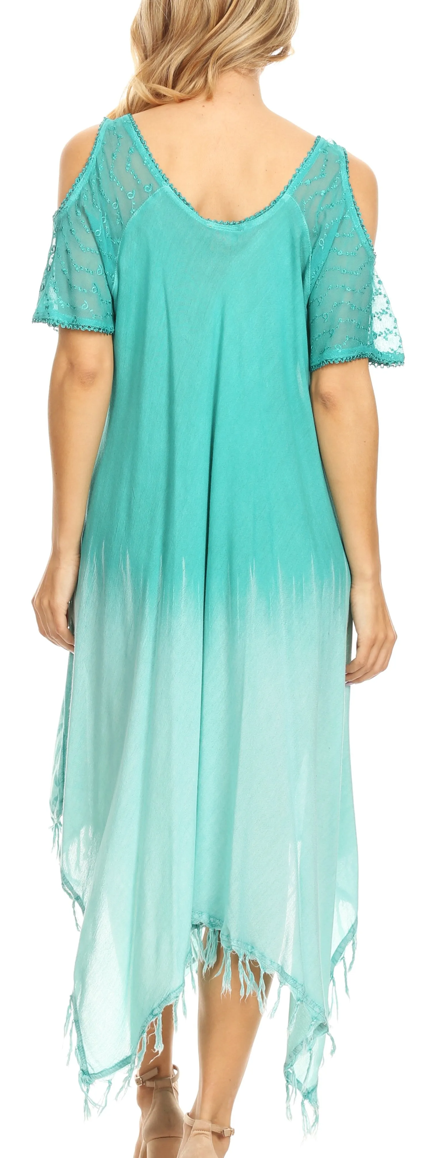 Sakkas Flo Women's Cold Shoulder Loose Fit Midi Casual Summer Dress Cover-up