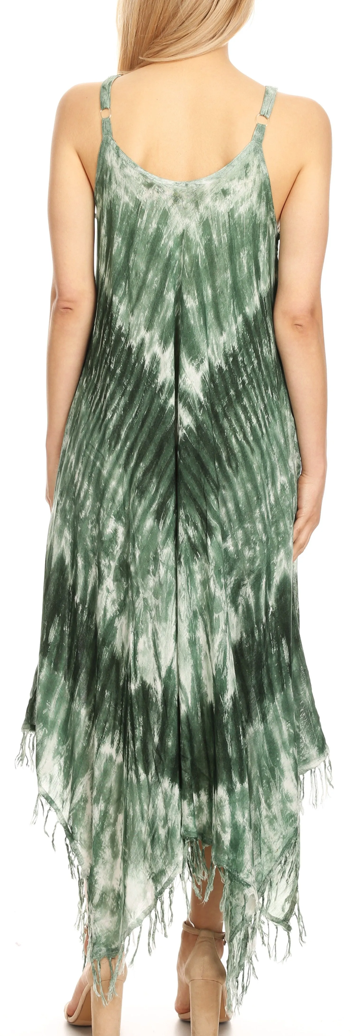 Sakkas Jass Women's Spaghetti Strap Casual Summer Sleeveless Tie-dye Dress