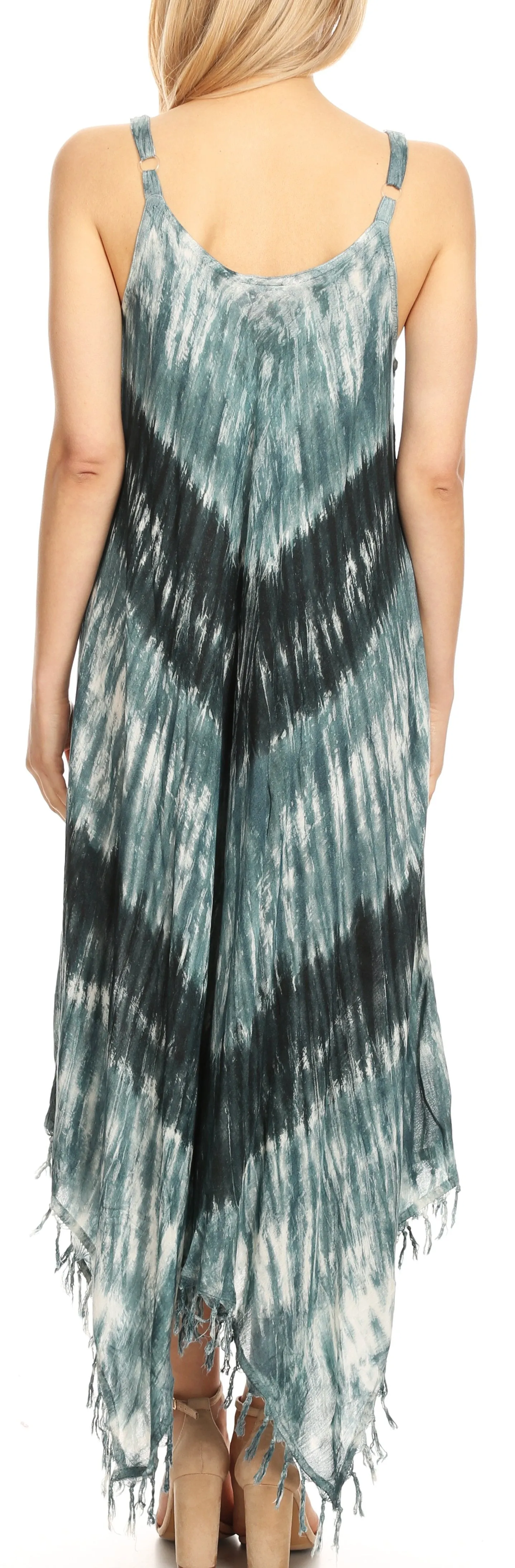 Sakkas Jass Women's Spaghetti Strap Casual Summer Sleeveless Tie-dye Dress