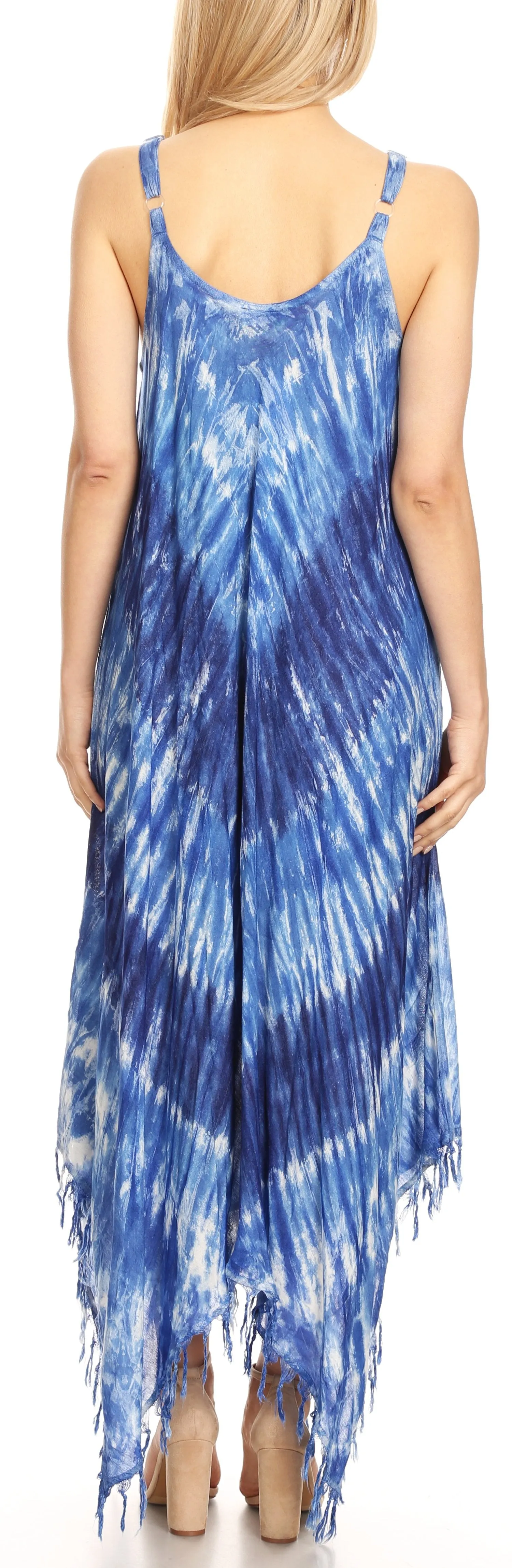 Sakkas Jass Women's Spaghetti Strap Casual Summer Sleeveless Tie-dye Dress