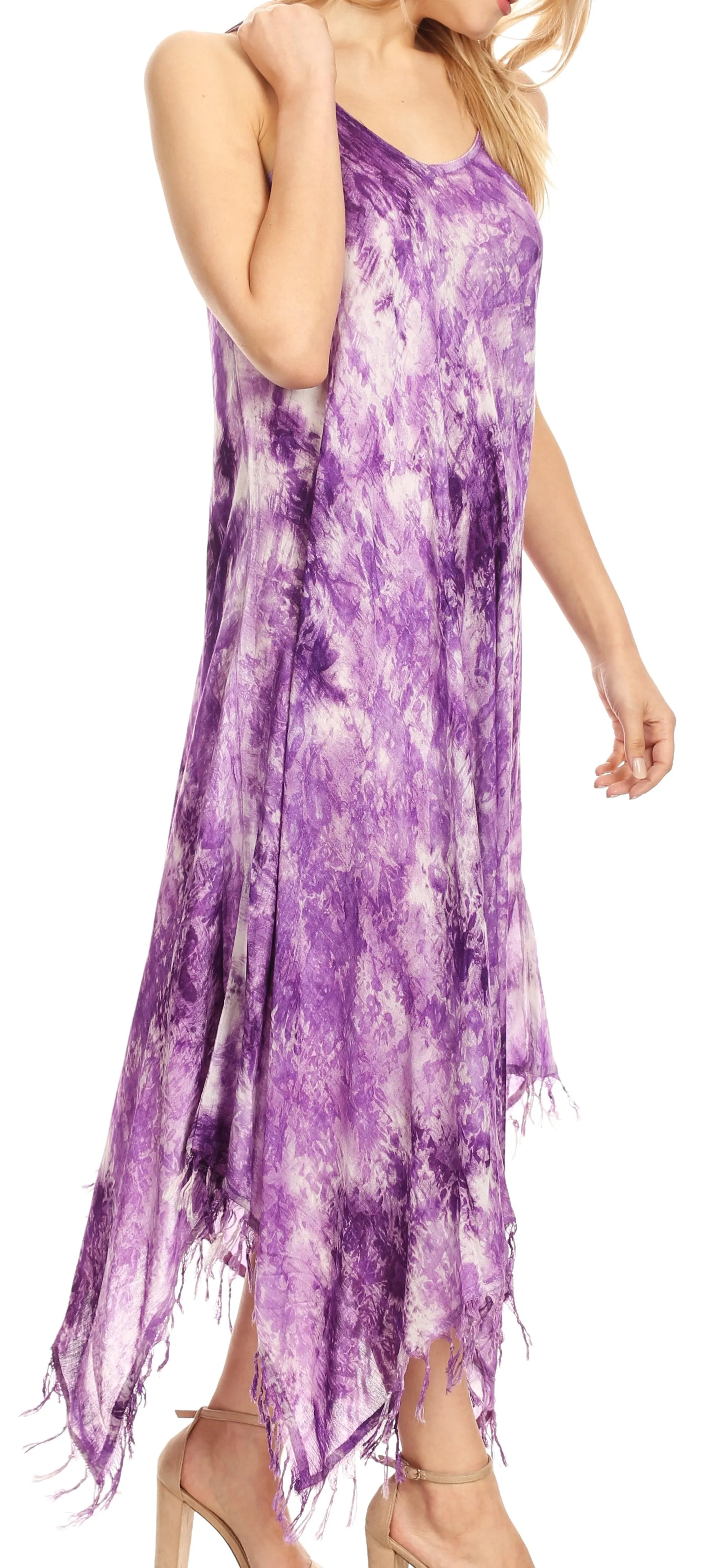 Sakkas Jass Women's Spaghetti Strap Casual Summer Sleeveless Tie-dye Dress