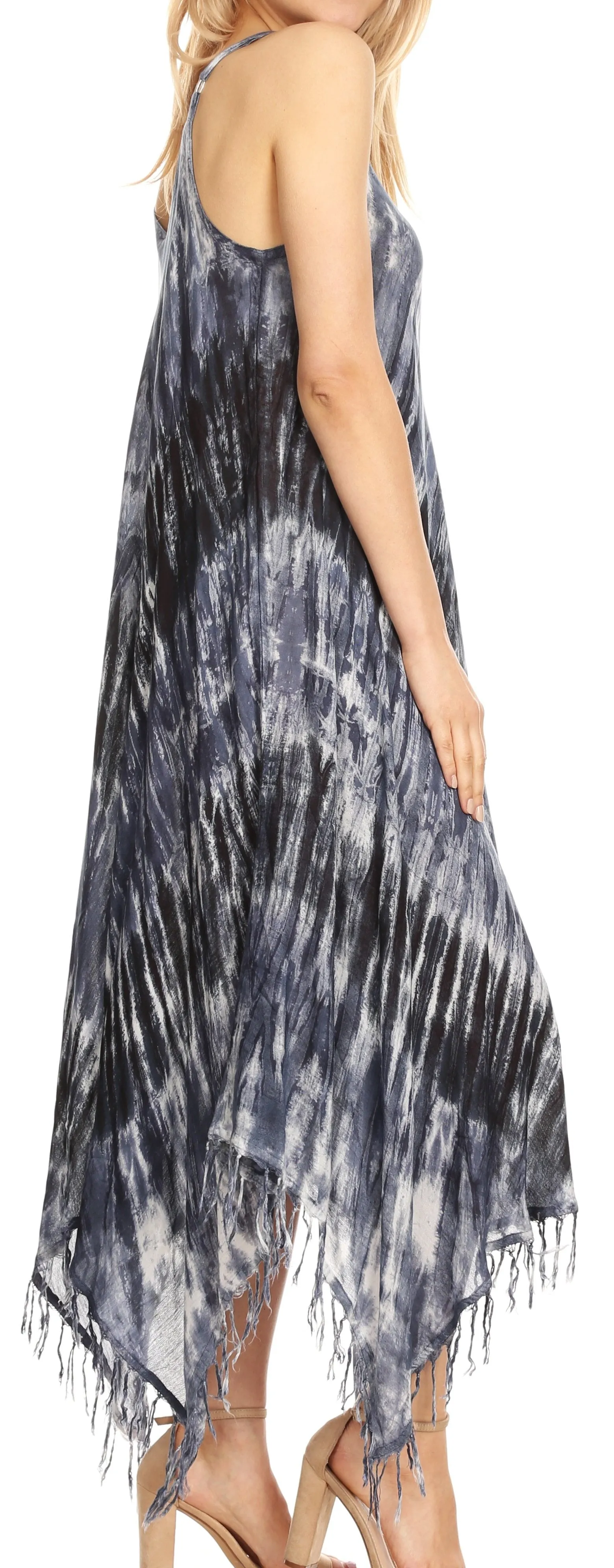Sakkas Jass Women's Spaghetti Strap Casual Summer Sleeveless Tie-dye Dress
