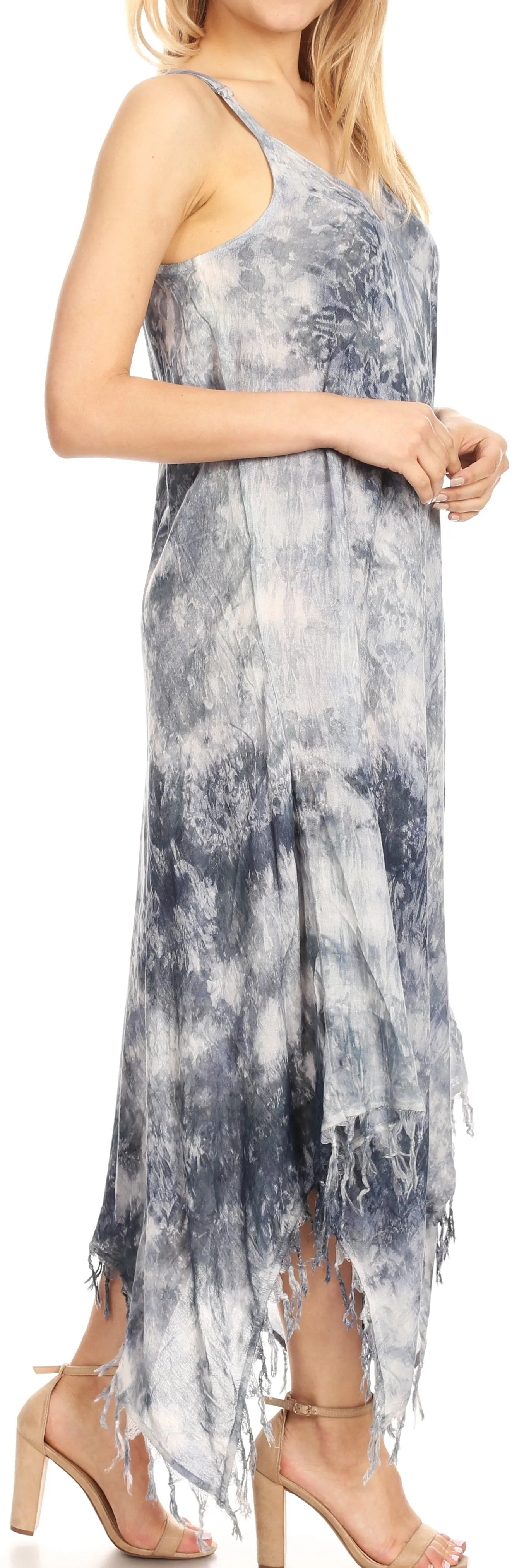 Sakkas Jass Women's Spaghetti Strap Casual Summer Sleeveless Tie-dye Dress