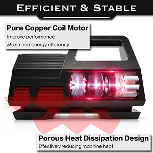 Salimur Tire Inflator 12V DC / 110V AC Portable Air Compressor, Electric AC/DC Auto Tire Pump for Car Tires and Other Inflatables at Home