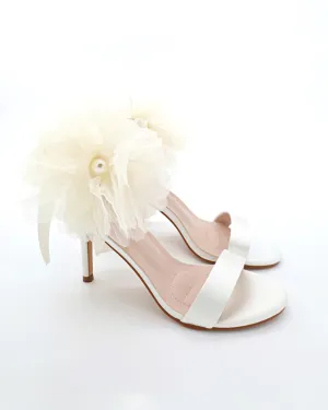 Satin High Heel Wedding Sandals with Ophelia Flowers