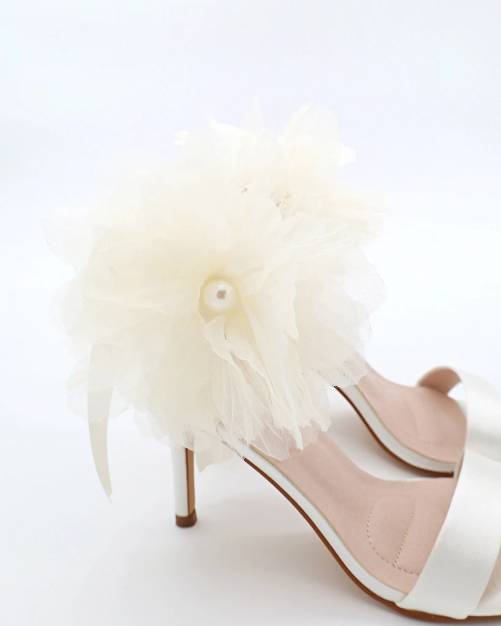 Satin High Heel Wedding Sandals with Ophelia Flowers