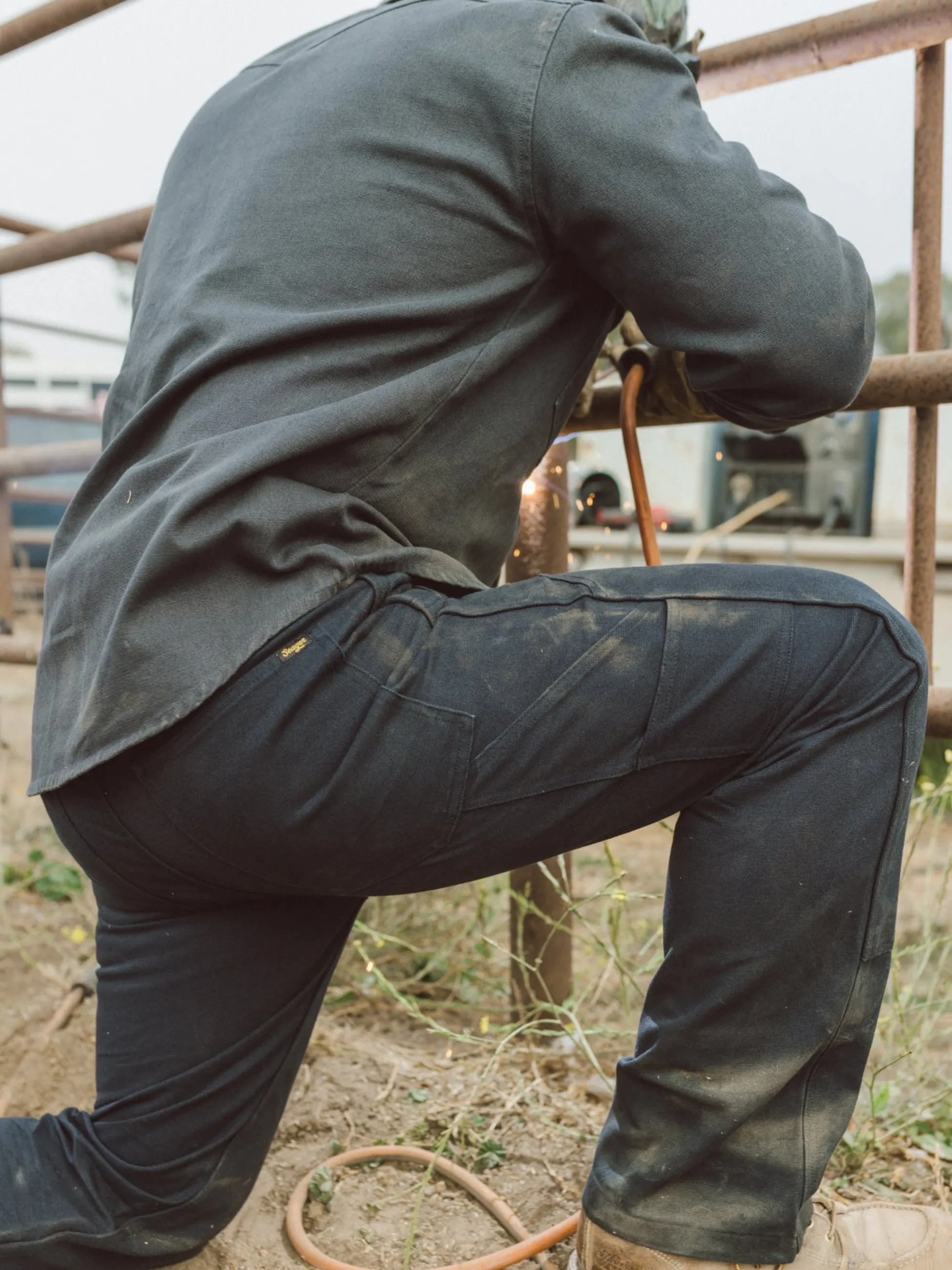 Seager Bison Double Knee Canvas Pants - Black
