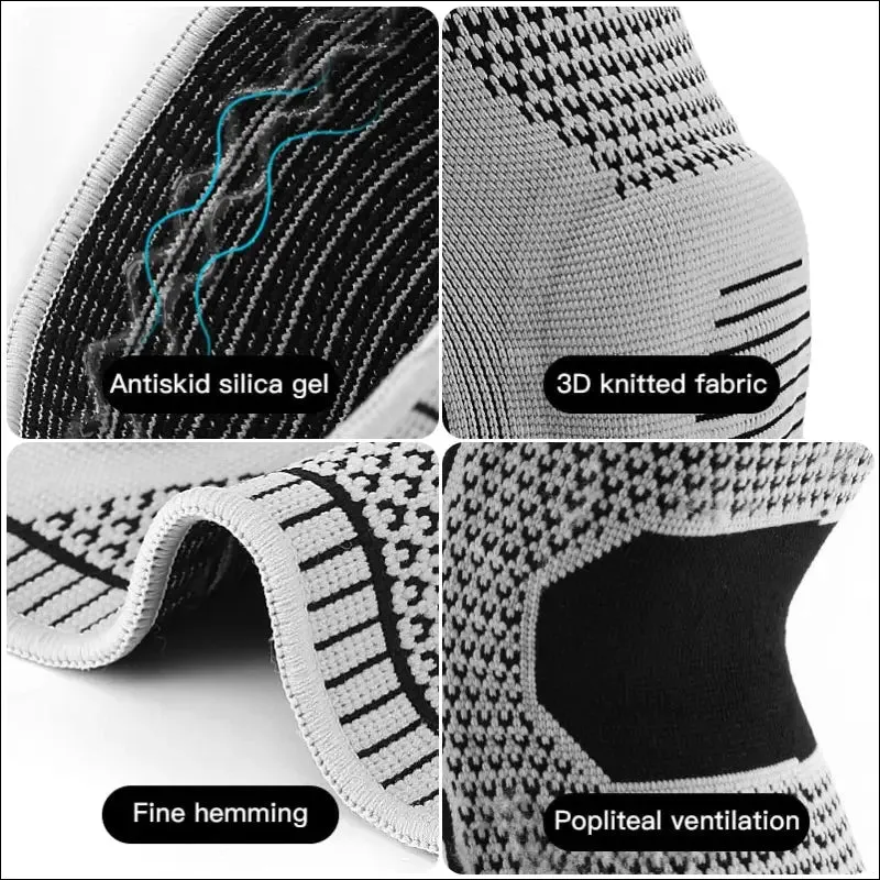Silicone full knee brace strap patella medial support compression protection