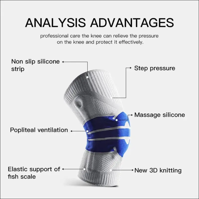Silicone full knee brace strap patella medial support compression protection