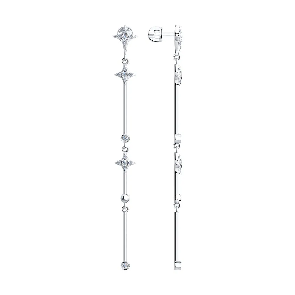 SKLV by SOKOLOV - Long  Earrings, Silver With Phianites