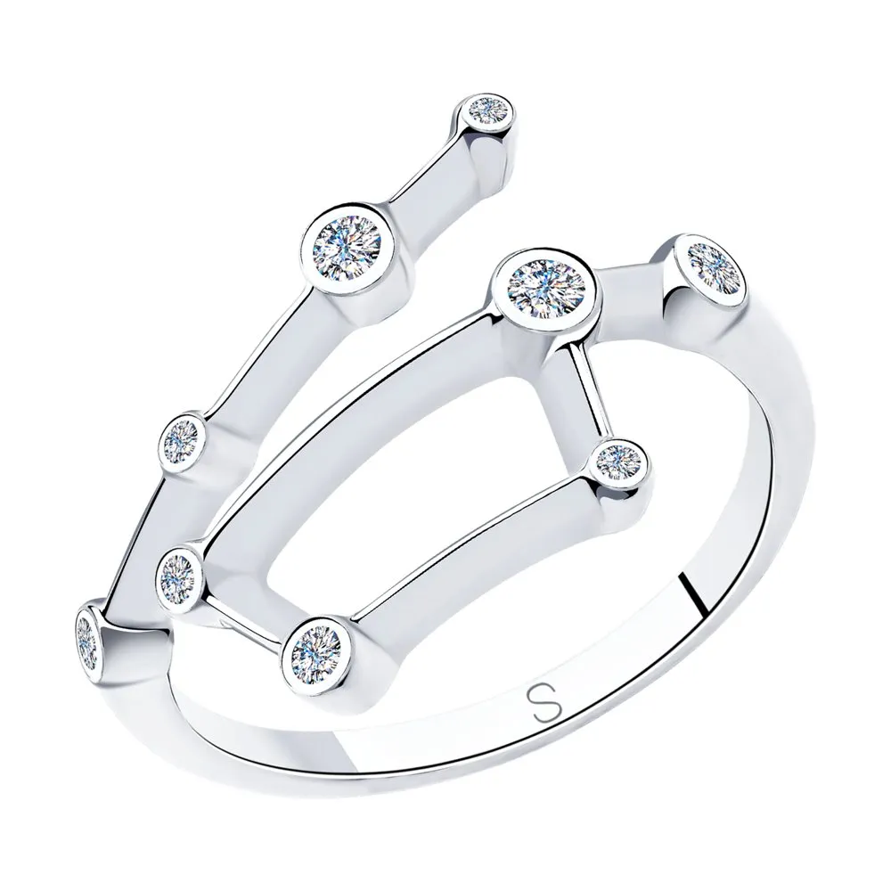 SKLV by SOKOLOV - The Big Dipper Silver Ring With Phianites