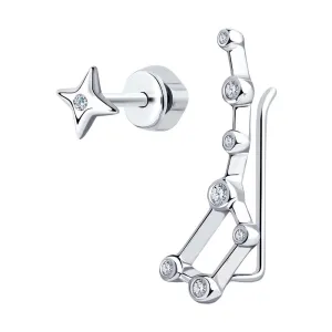 SKLV by SOKOLOV - The Small Dipper And The Northern Star Silver Earrings With Phianites
