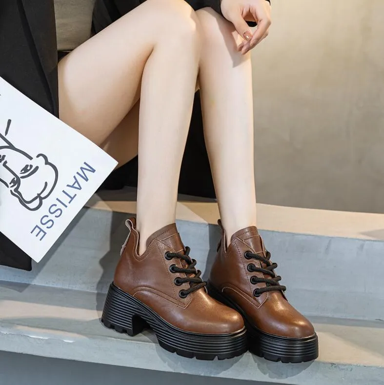 Small Feet Chunky Heel Faux Leather Boots DS385