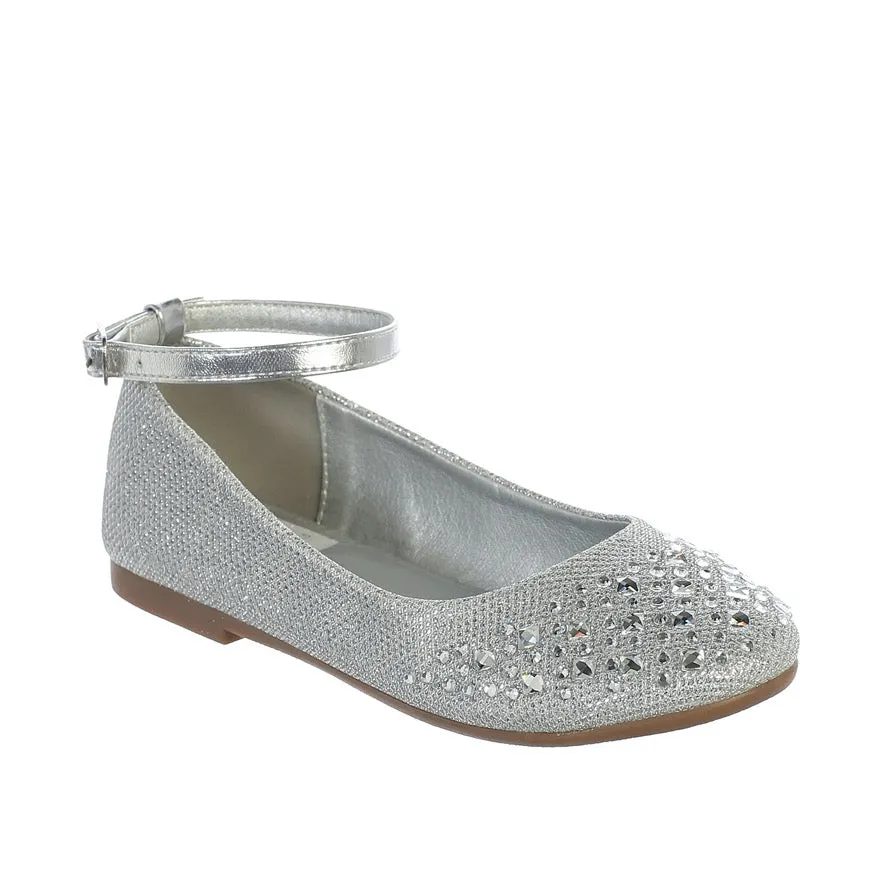 Sparkling Rhinestone Metallic Flats