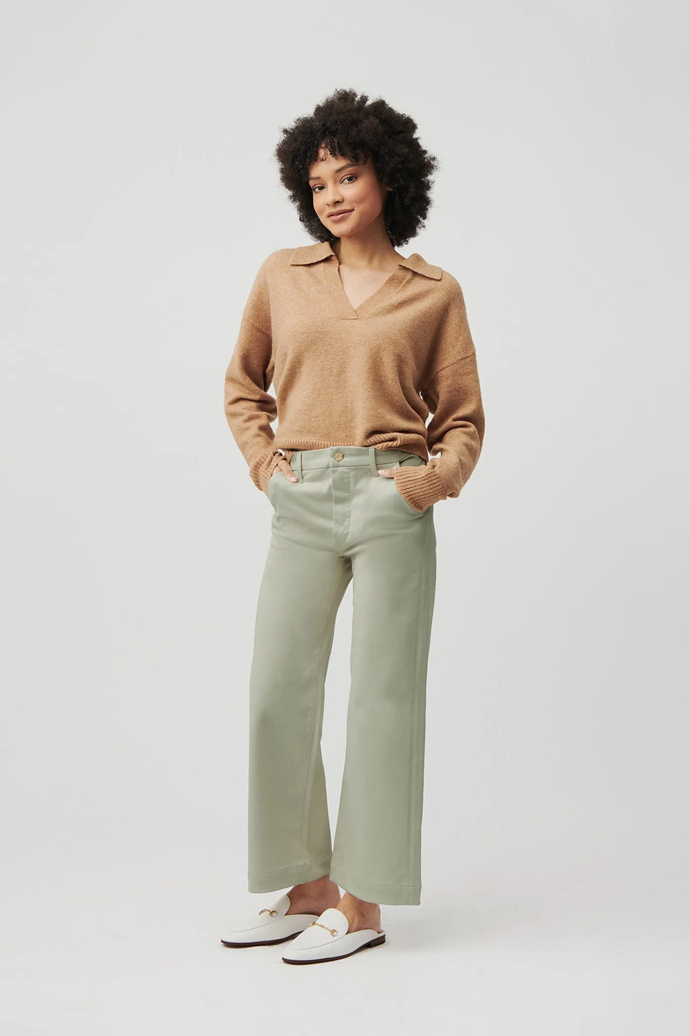 The Malibu Wide Chino Cropped  |  Sage