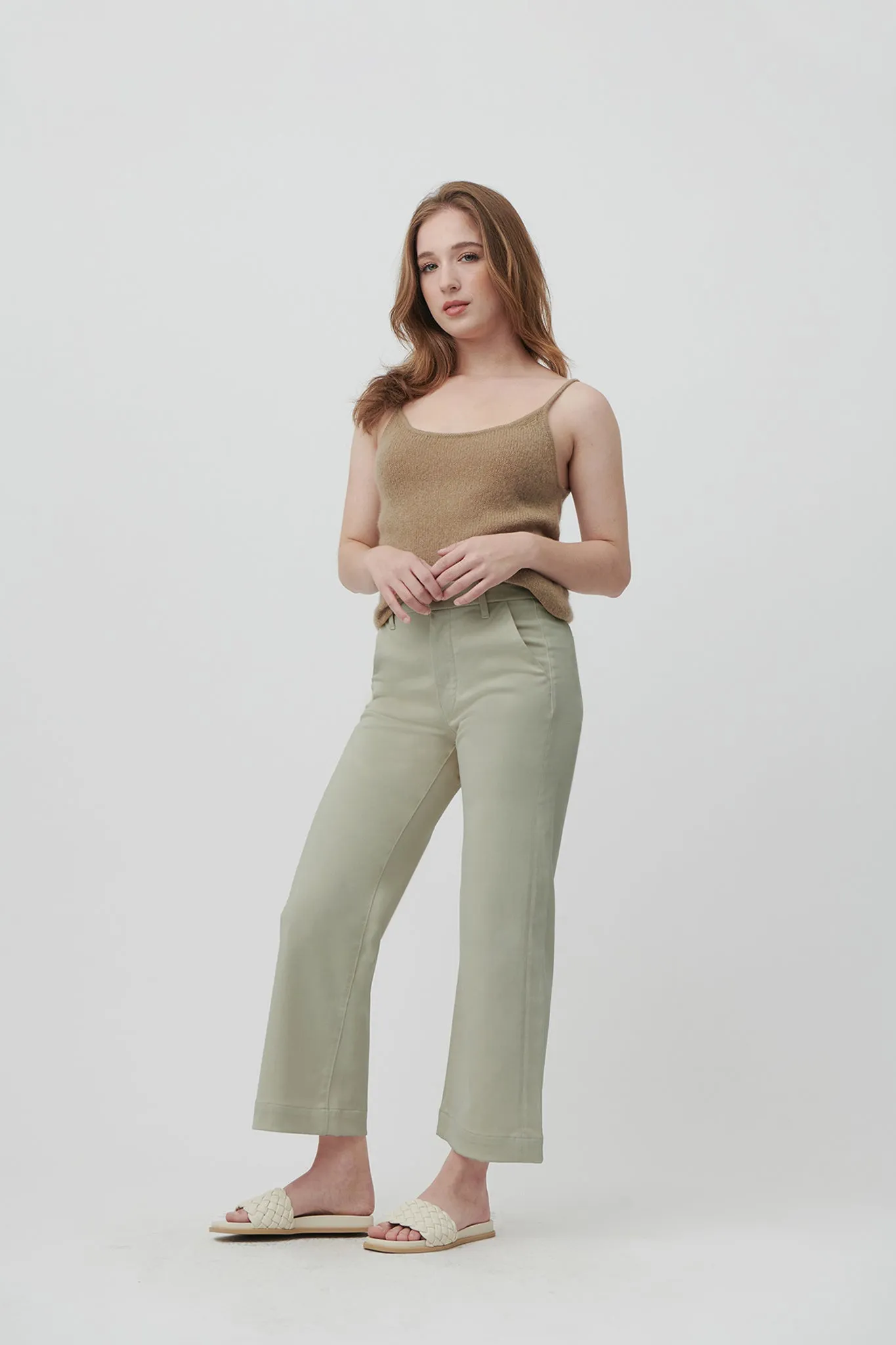 The Malibu Wide Chino Cropped  |  Sage