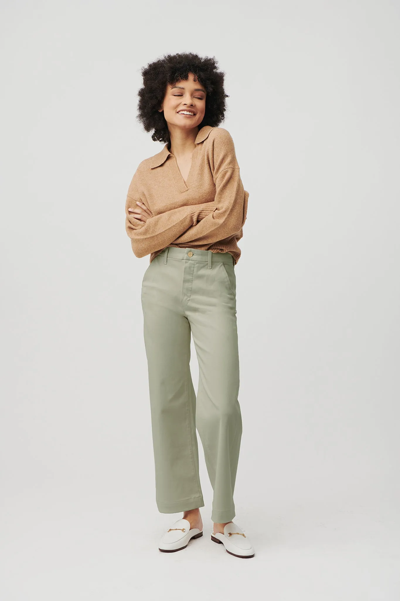 The Malibu Wide Chino Cropped  |  Sage