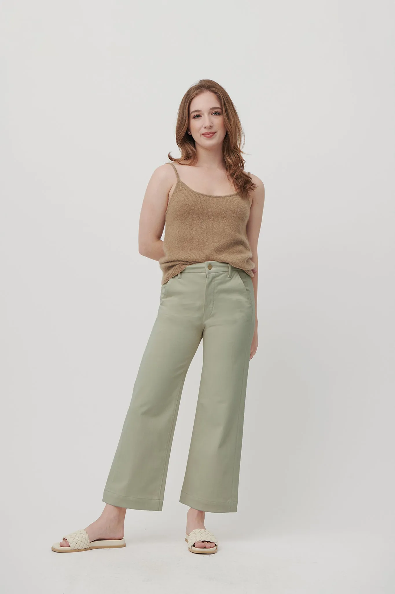 The Malibu Wide Chino Cropped  |  Sage