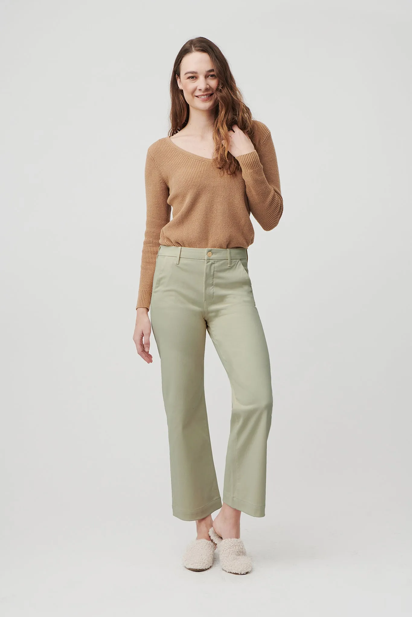 The Malibu Wide Chino Cropped  |  Sage