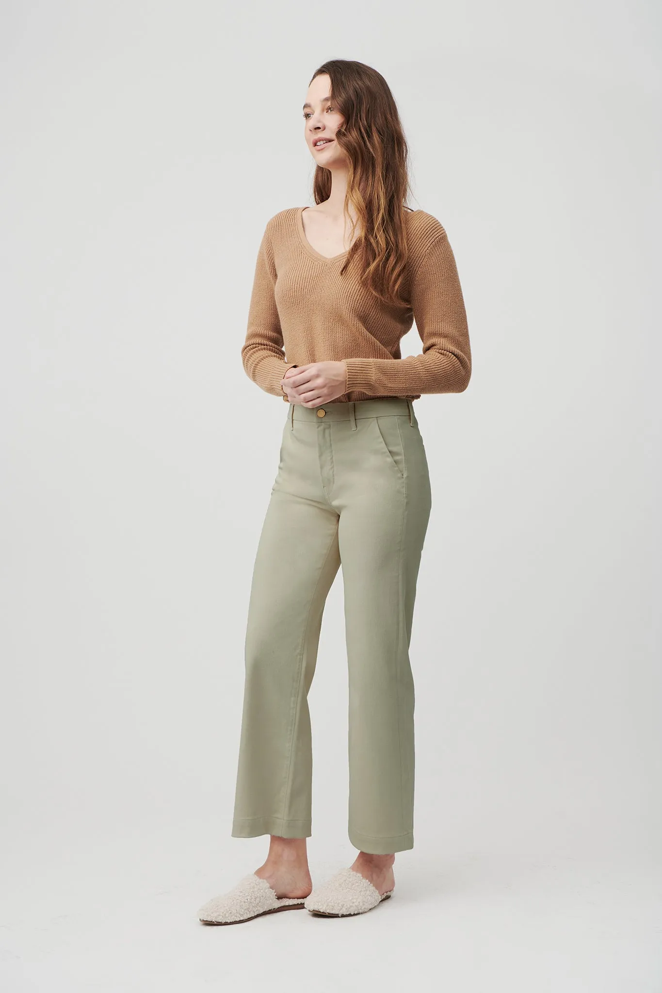 The Malibu Wide Chino Cropped  |  Sage