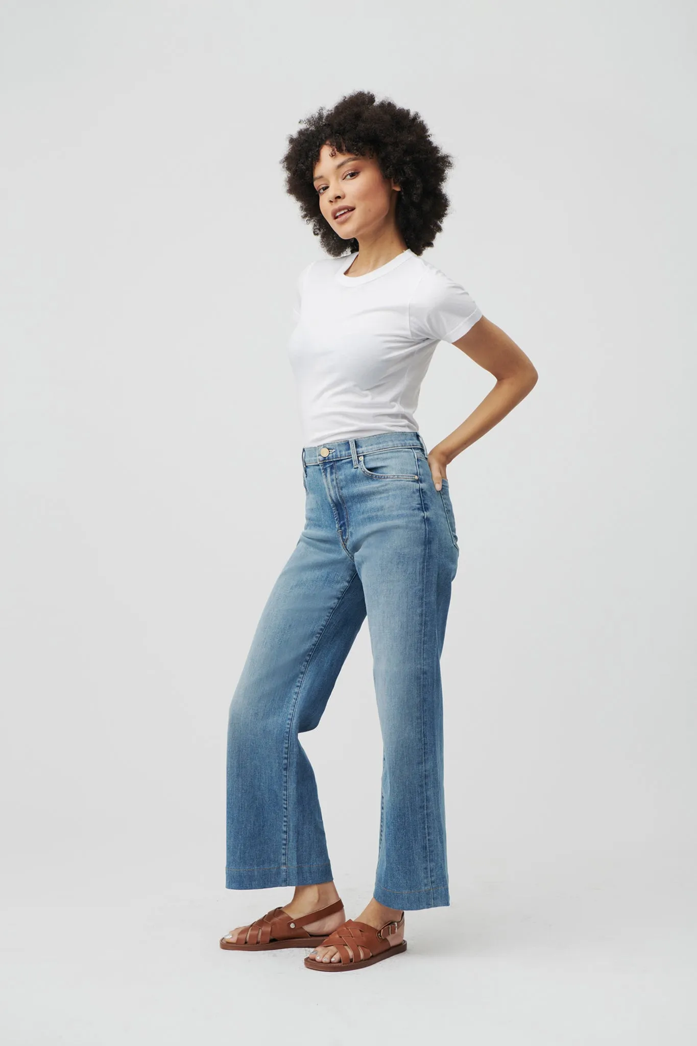 The Malibu Wide Denim Cropped  |  Sun-Kissed