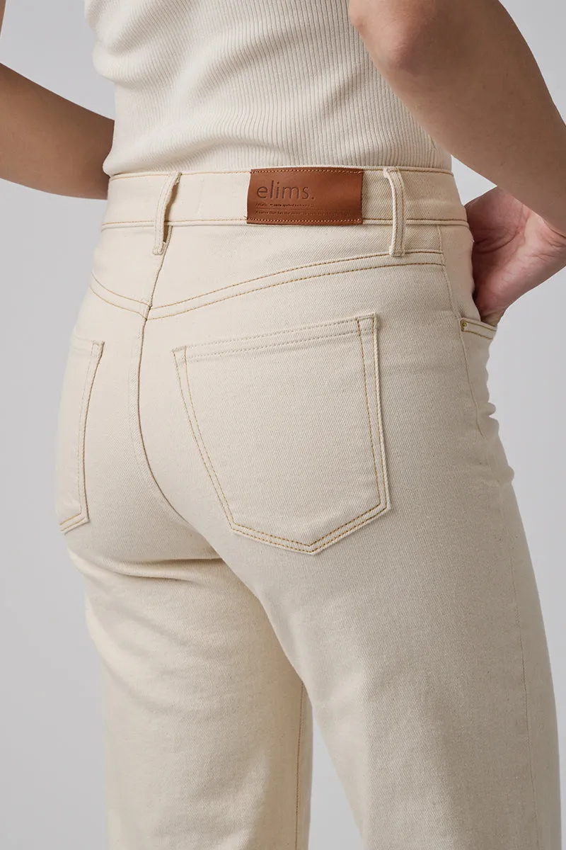 The Malibu Wide Denim Cropped  | White Sand