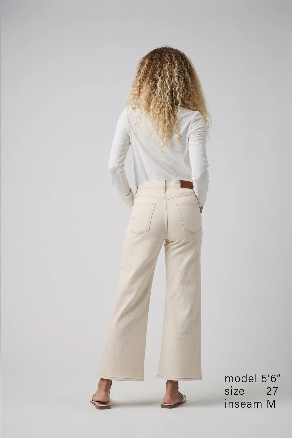 The Malibu Wide Denim Cropped  | White Sand