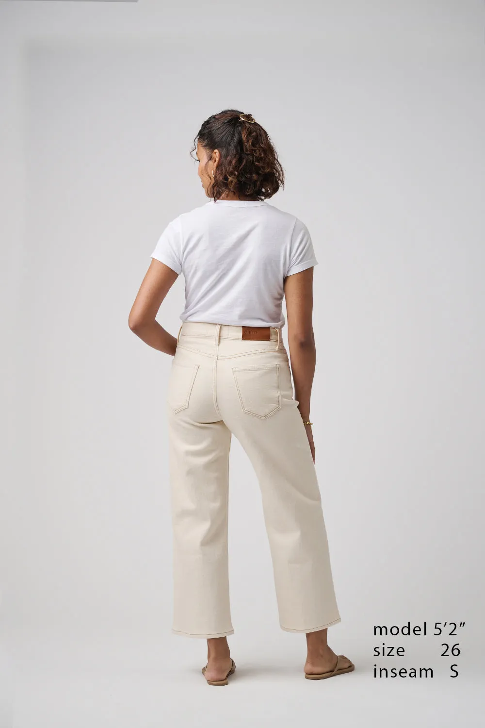 The Malibu Wide Denim Cropped  | White Sand