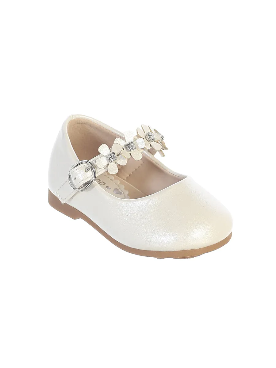 Tip Top Rhinestone & Flower Strap Flats S125