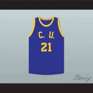 Tommy "Preacher" White 21 Cadwallader University Blue Basketball Jersey Fast Break