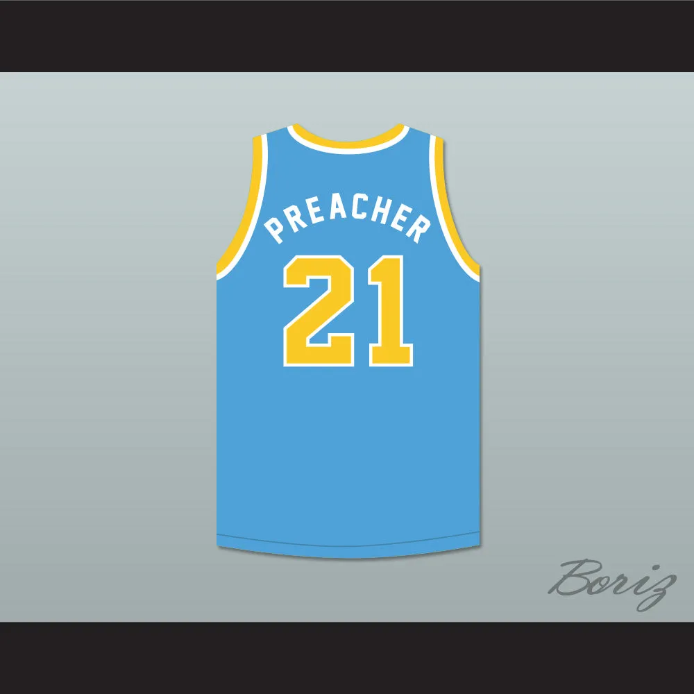 Tommy "Preacher" White 21 Cadwallader University Light Blue Basketball Jersey Fast Break